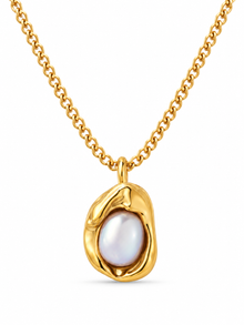 Aurelle Sculptural Pearl Pendant Necklace product-only white-background studio image