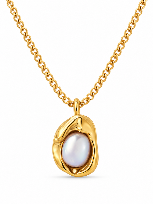 Aurelle Sculptural Pearl Pendant Necklace product-only white-background studio image