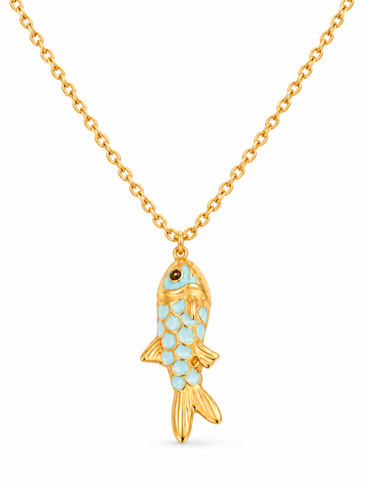 Mira Aqua Koi Pendant Necklace product-only white-background studio image