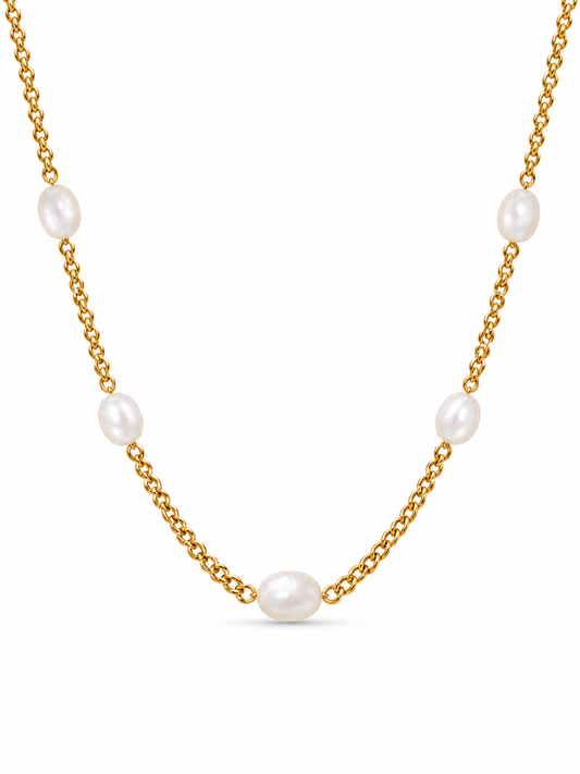 Naira Pearl Station Necklace product-only white-background studio image