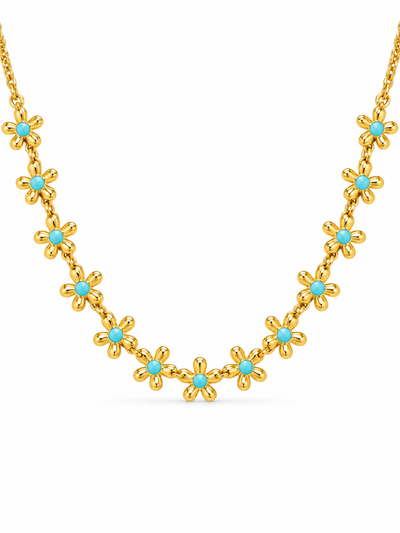 Tara Aqua Daisy Choker Necklace product-only white-background studio image
