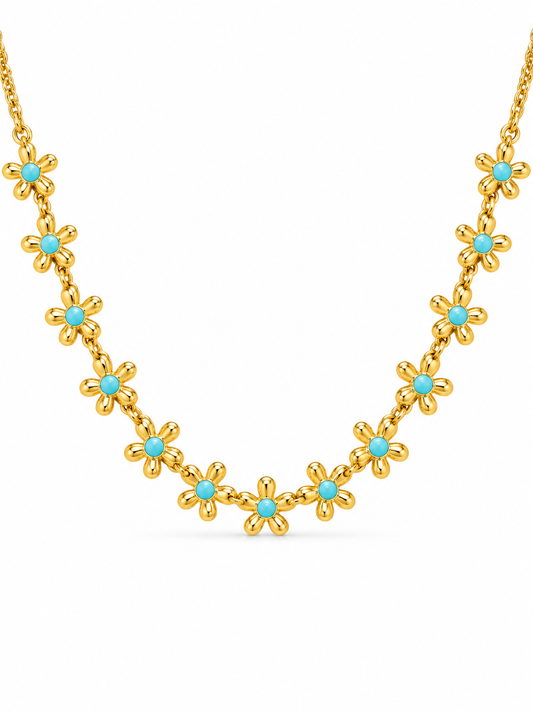 Tara Aqua Daisy Choker Necklace product-only white-background studio image