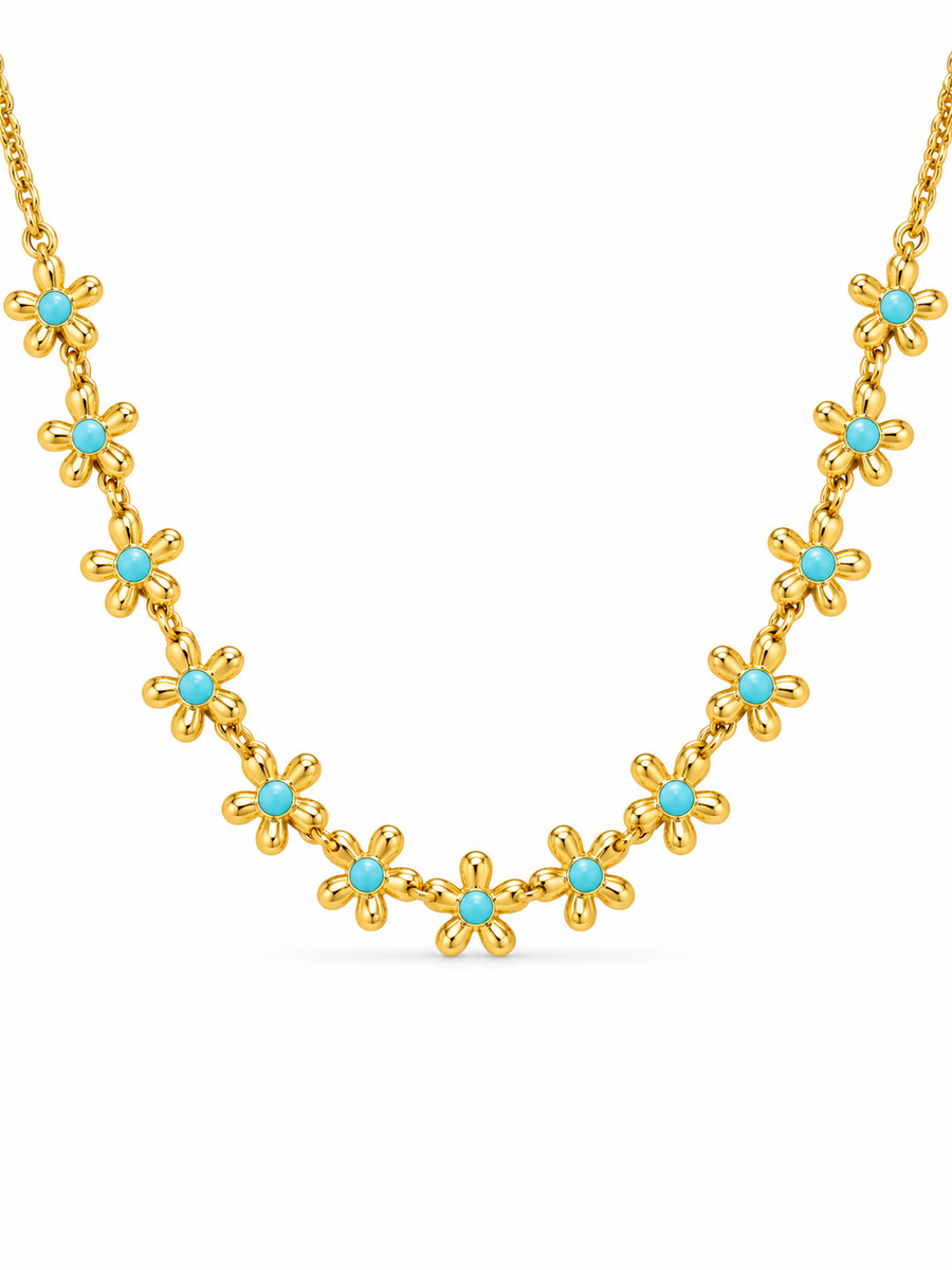 Tara Aqua Daisy Choker Necklace product-only white-background studio image