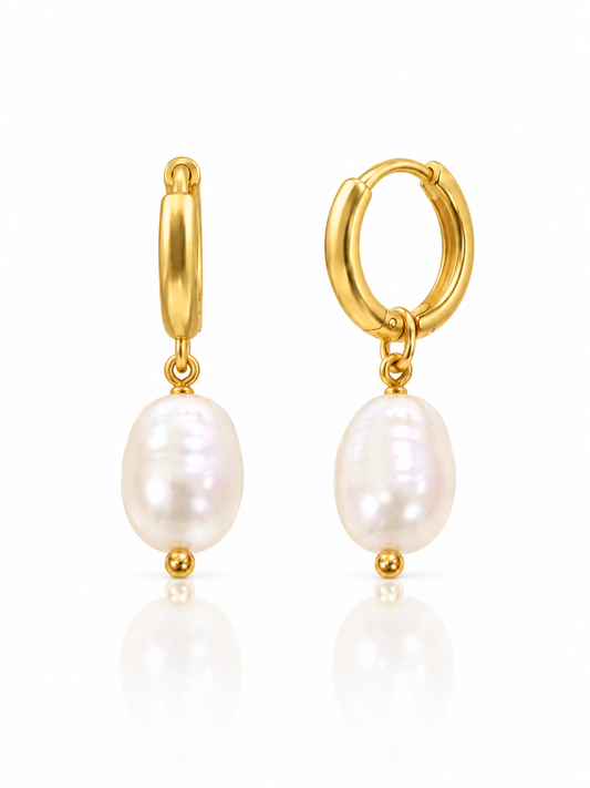 Ira Pearl Drop Hoop Earrings product-only white-background studio image