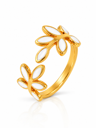 Mahi White Petal Ring product-only white-background studio image