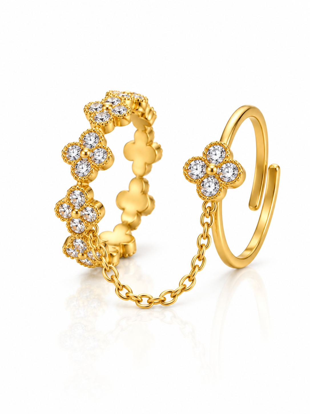 Esha Linked Clover Double Ring