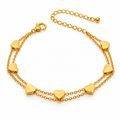 Kavya Heart Station Bracelet — macro detail