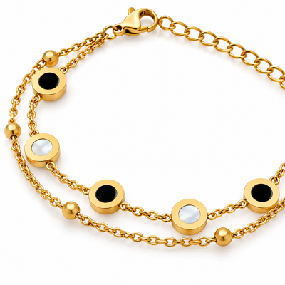 Noor Contrast Circle Bracelet — macro detail