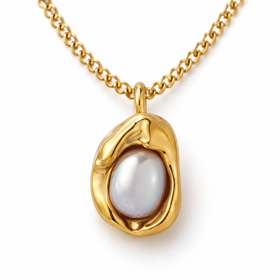 BRIHA sculptural oval pearl pendant necklace pendant detail