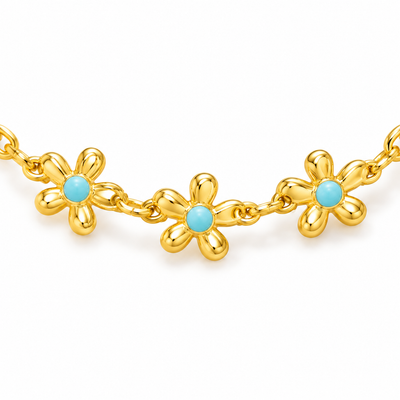 Tara Aqua Daisy Choker Necklace — macro product detail