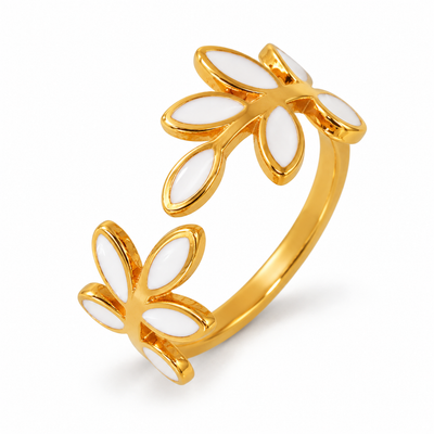 Mahi White Petal Ring — close-up detail